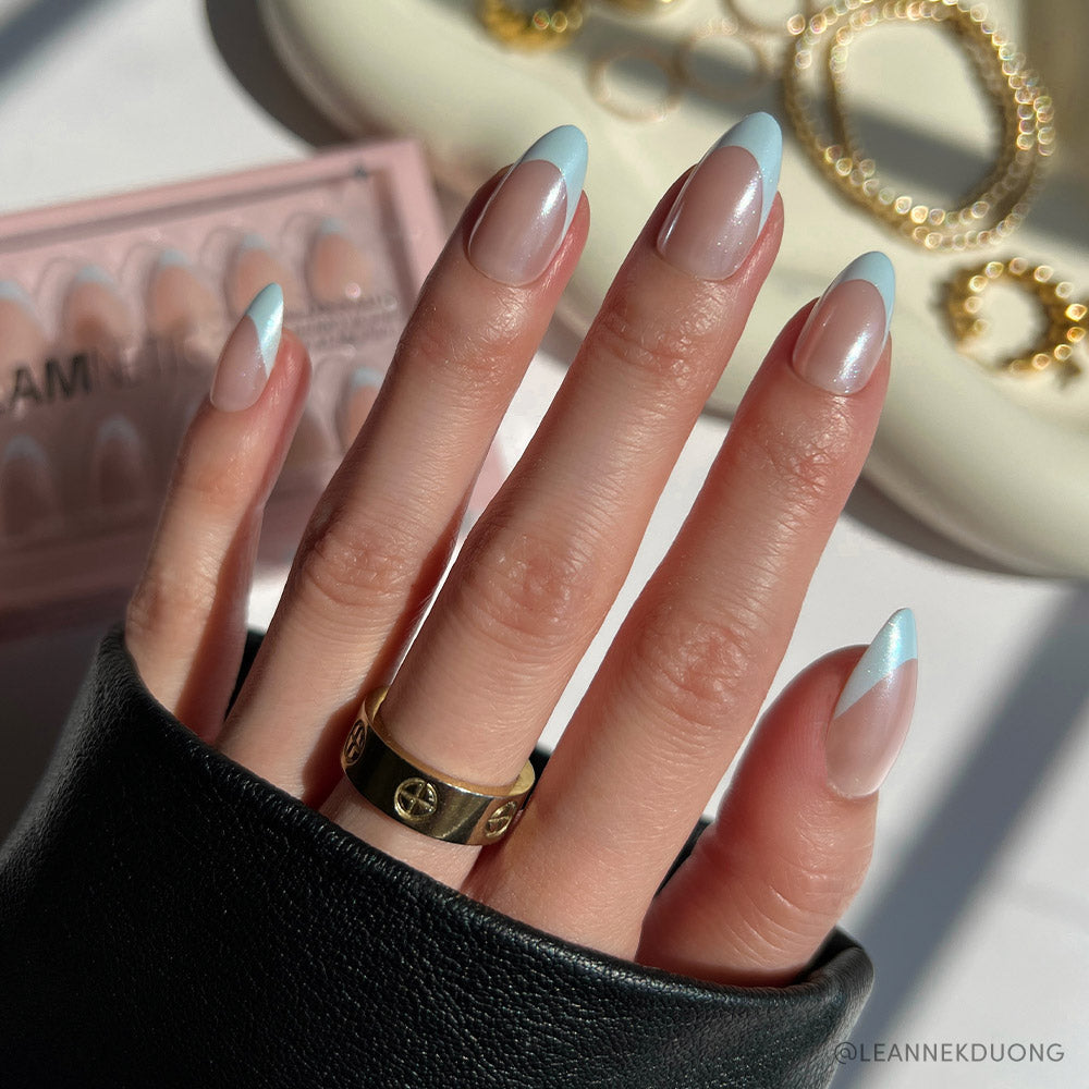 Blueberry Icing press-on nails in blue shade