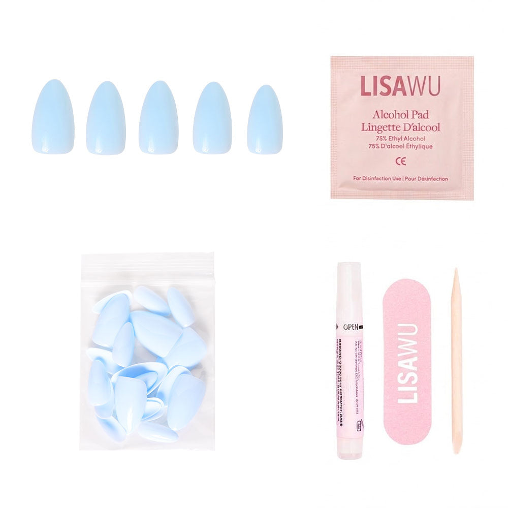 Blueberry Milk press-on nails with glossy finish