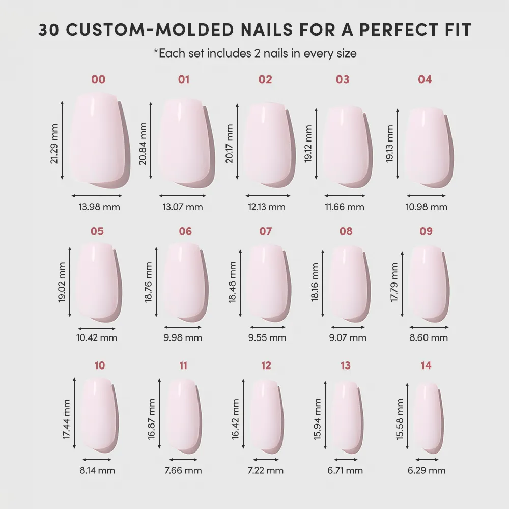 Blush Dream press-on nails - coffin shape, medium length