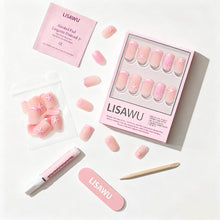 Blush Dunes press-on nails - squoval shape, short length
