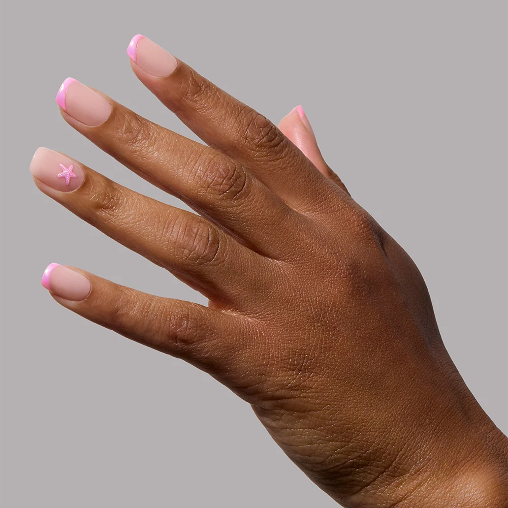 Blush Dunes press-on nails with glossy finish