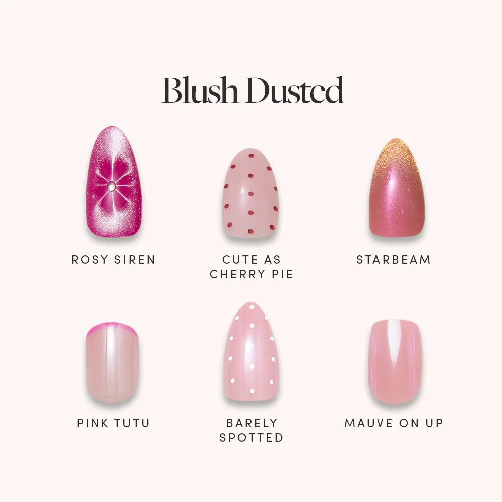 Blush Dusted Spring Edit press-on nail menu display