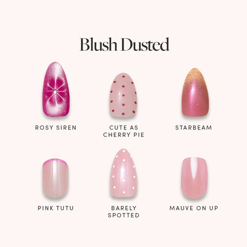 Blush Dusted Spring Edit press-on nail menu display