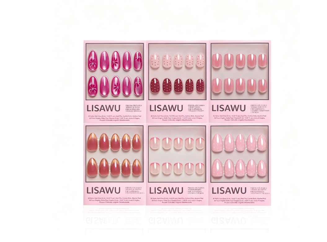 Close-up of Blush Dusted nail kit design