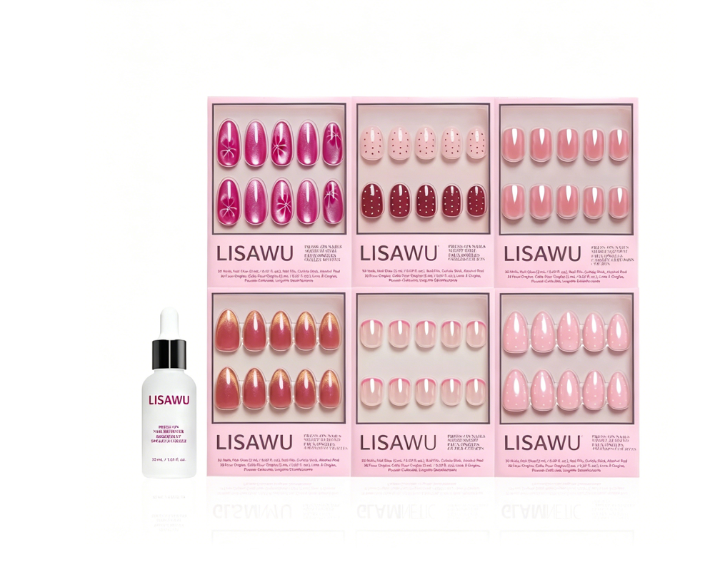 Blush Dusted press-on nails lifestyle view