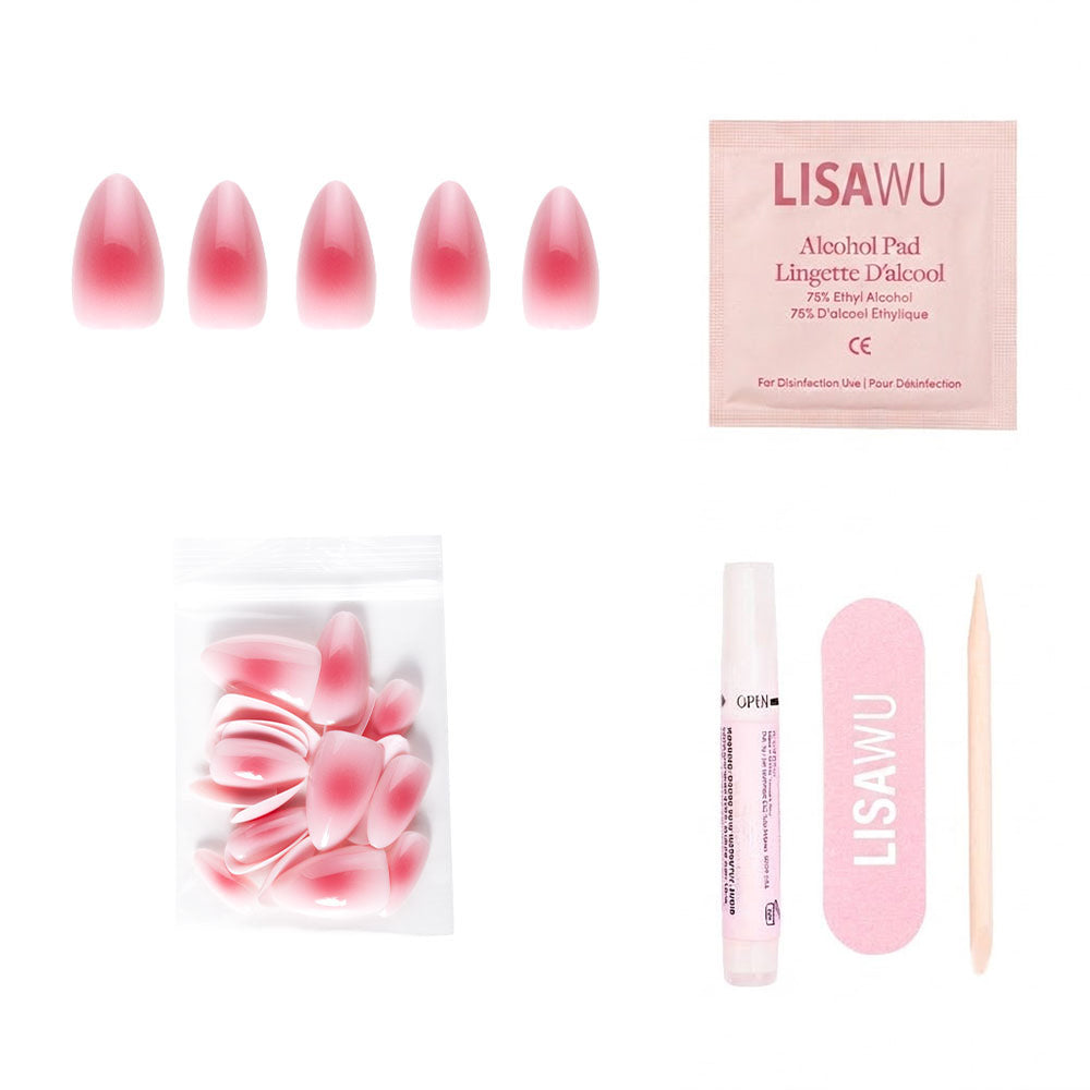 Blushing Aura press-on nails with glossy finish