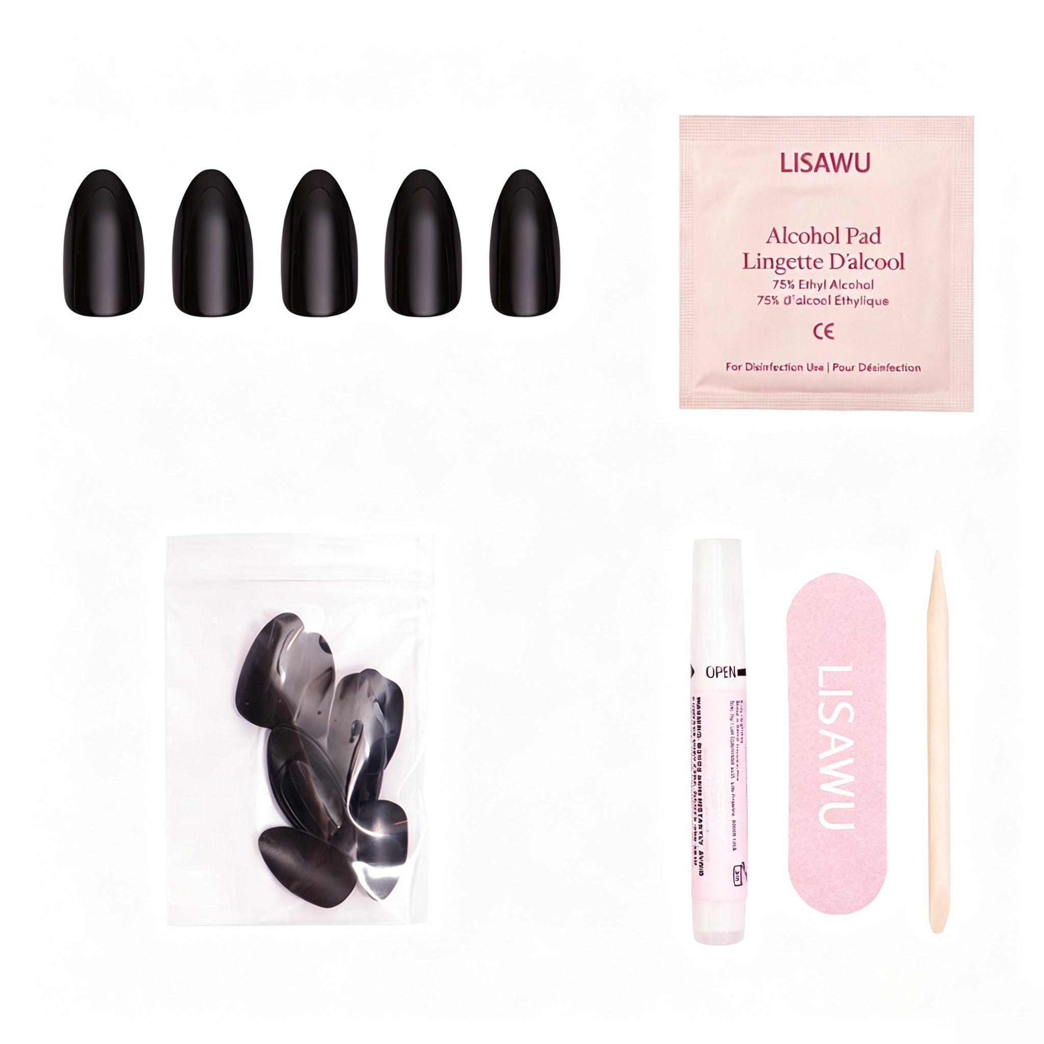 Boba press-on nails - almond shape, short length