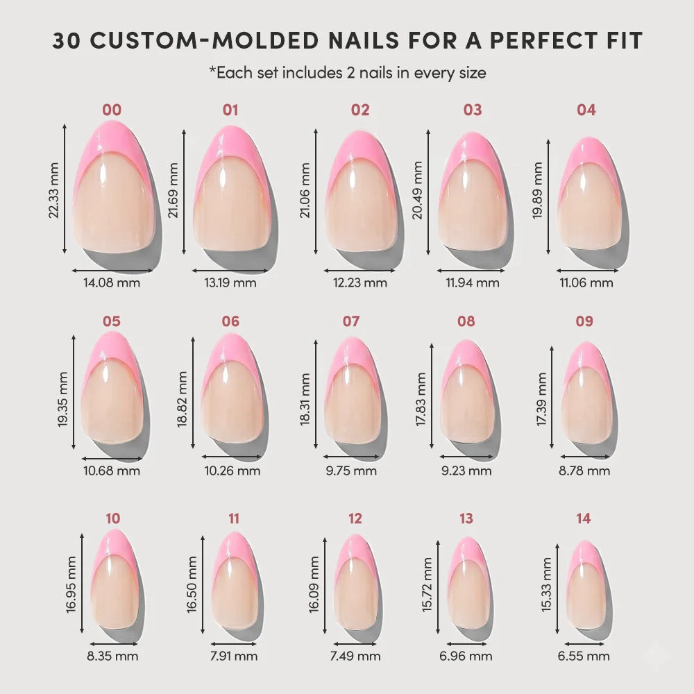 Bubble Gum Glaze press-on nail bundle - full set view