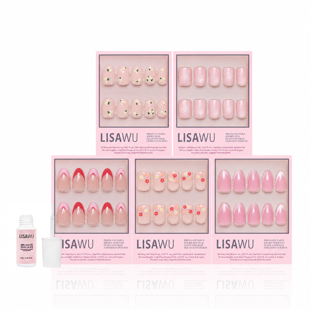 Budding Romance press-on nails in pink shade
