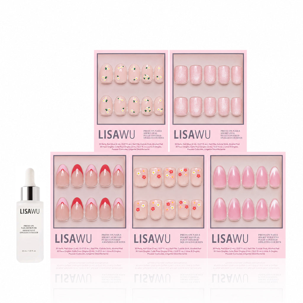 Budding Romance press-on nails in white shade