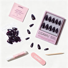 Burgundy Chrome press-on nails - almond shape, short length