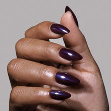 Burgundy Chrome press-on nails with chrome finish