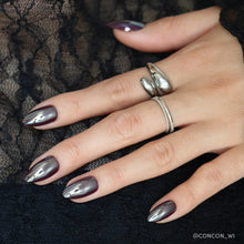 Burgundy Chrome press-on nail bundle - full set view