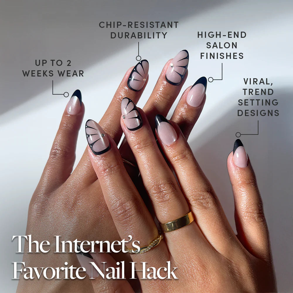Butterfly Effect press-on nails - almond shape, short length
