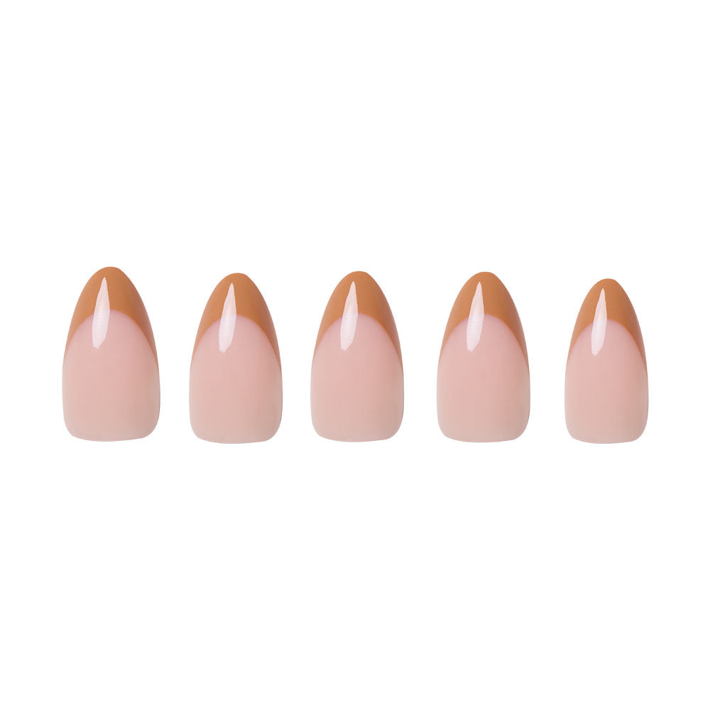 Café Crème press-on nails - almond shape, short length