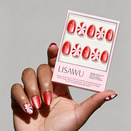 Candy Crush press-on nails in white shade