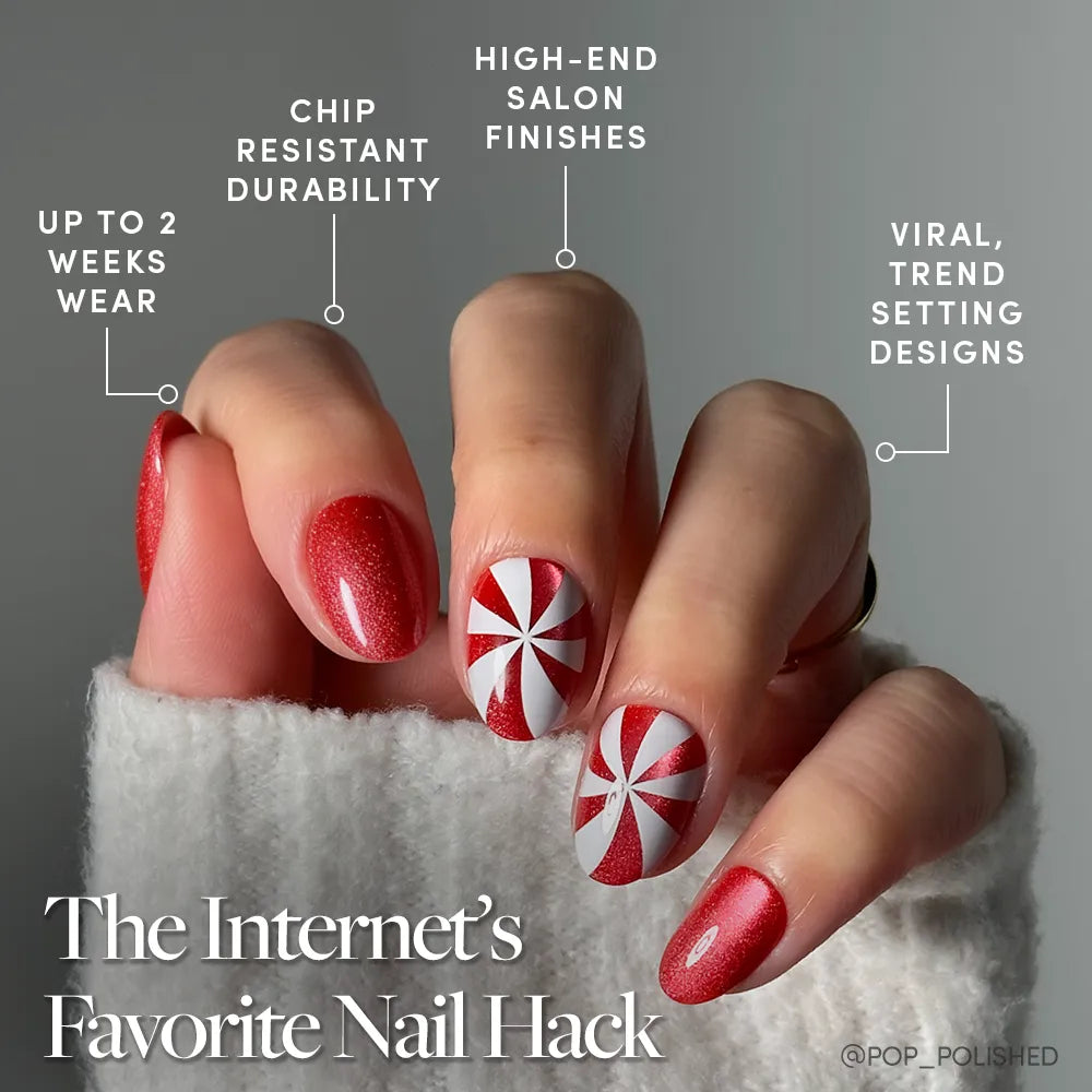 Candy Crush press-on nails - oval shape, short length