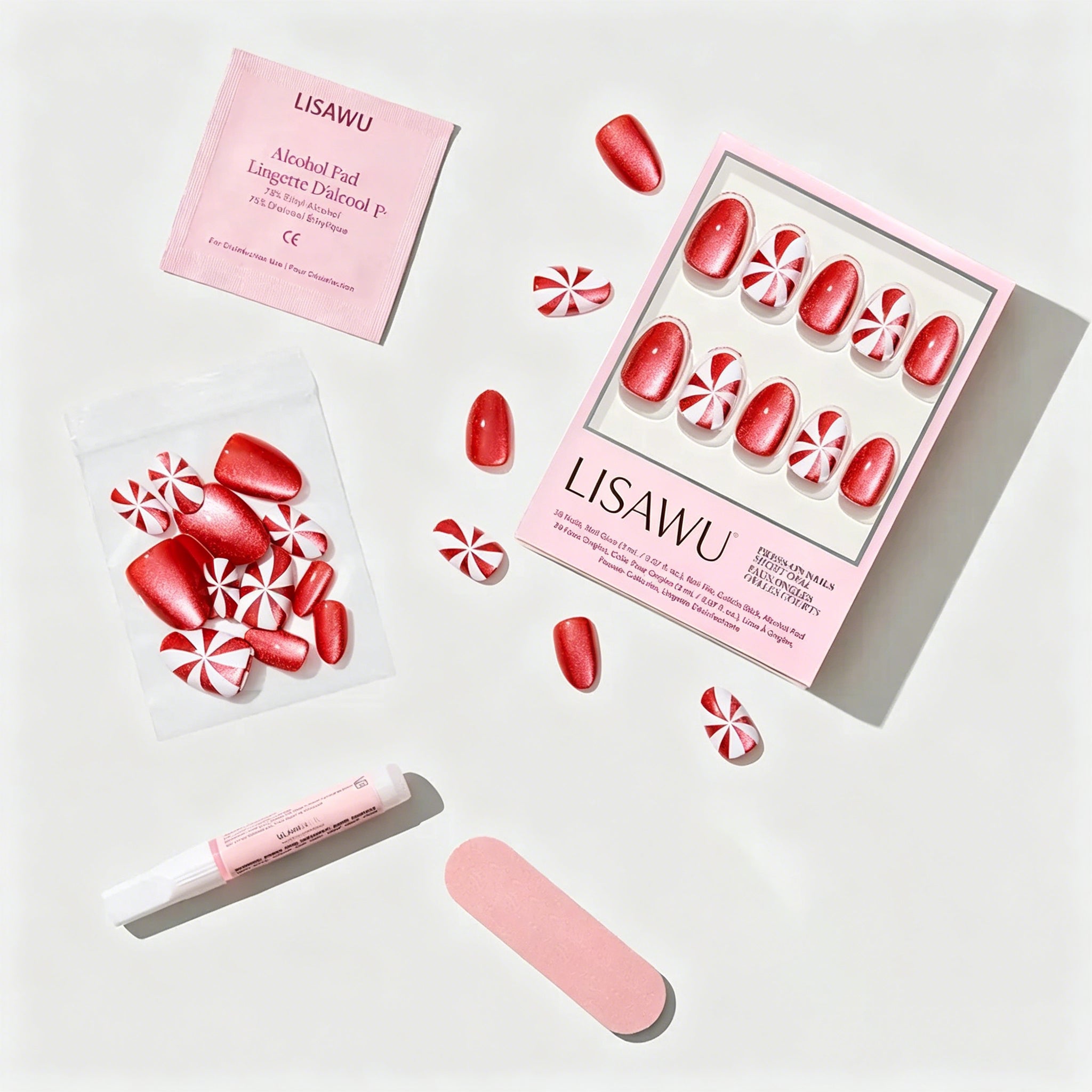 Candy Crush press-on nails with velvet finish