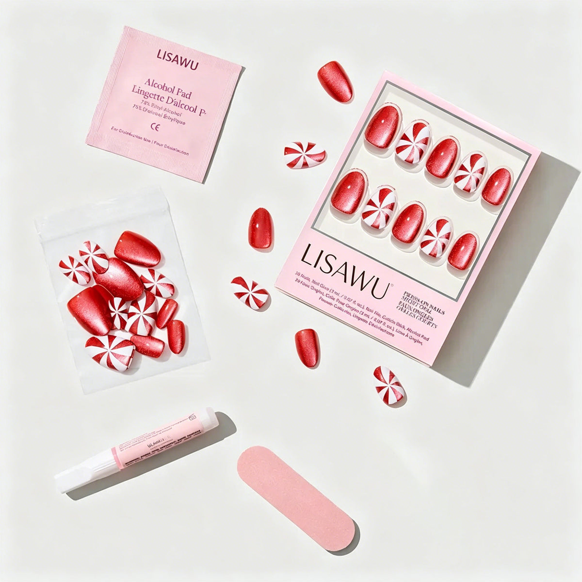 Candy Crush press-on nails with velvet finish