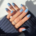 Lisawu Cashmere Blue press-on nails manicure lifestyle photo