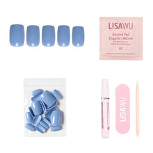 Cashmere Blue press-on nails with glossy finish