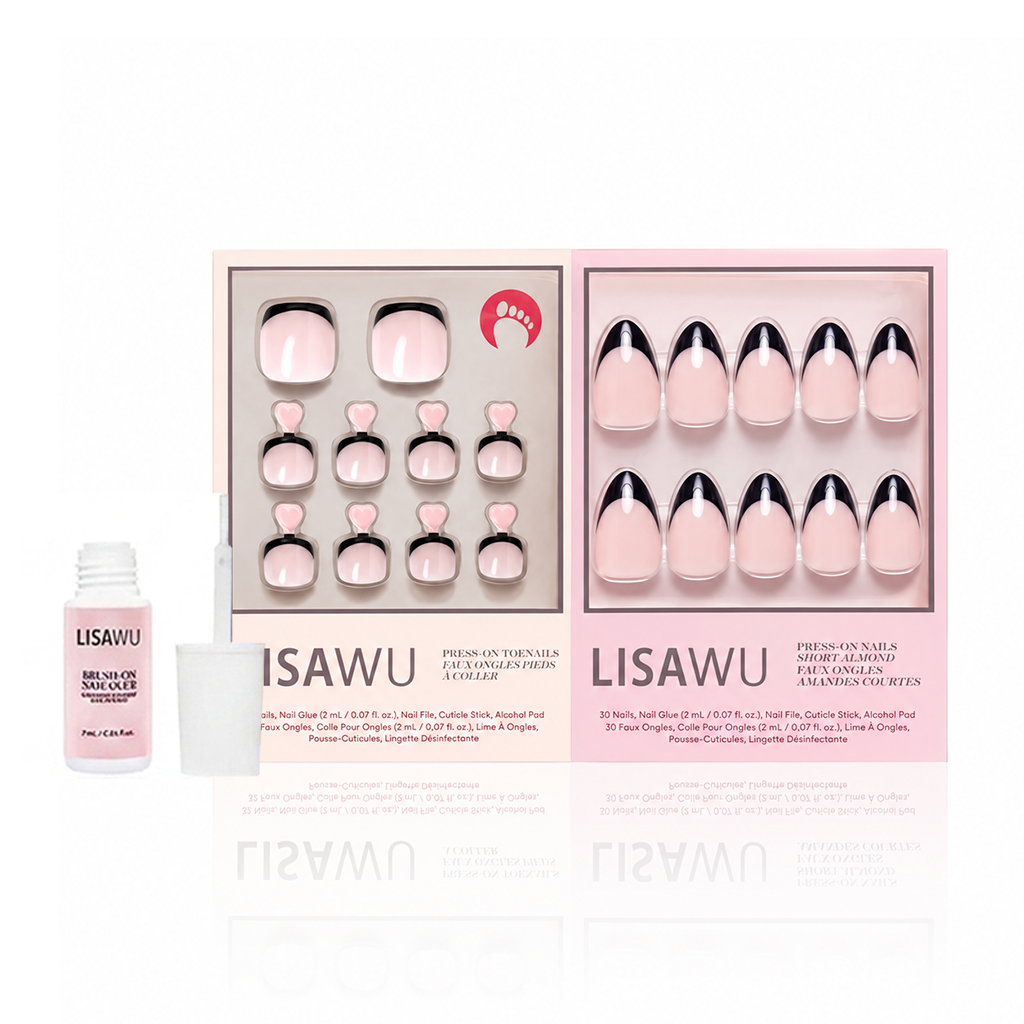 Caviar Mani Pedi press-on nails with glossy finish