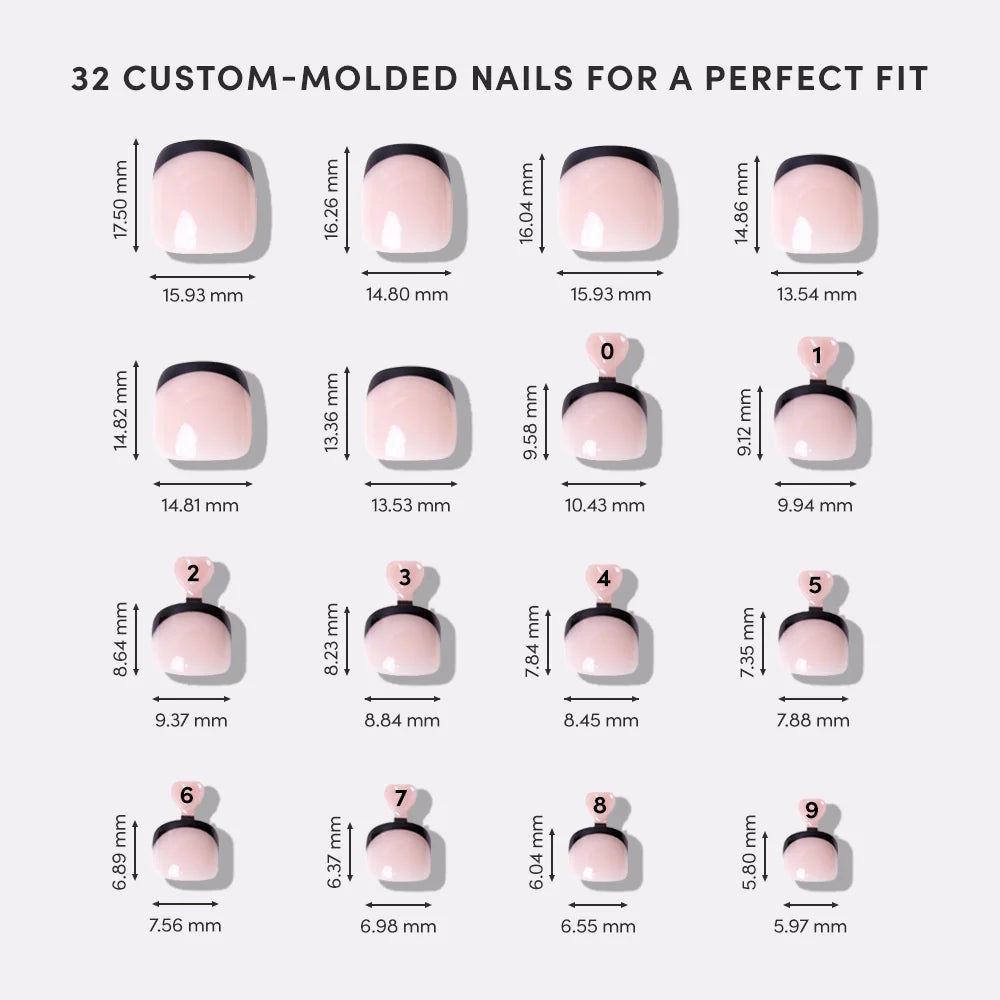 Caviar Toenail press-on nail bundle - full set view