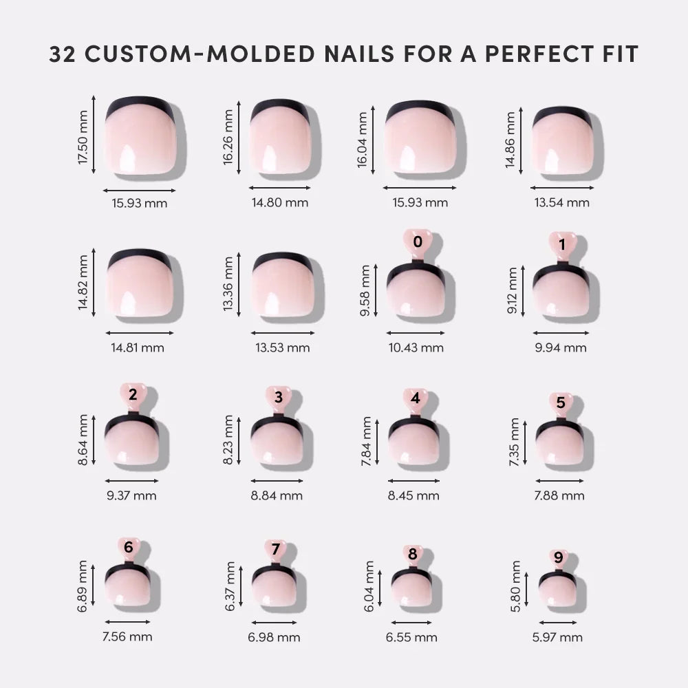 Caviar Toenail press-on nail bundle - full set view