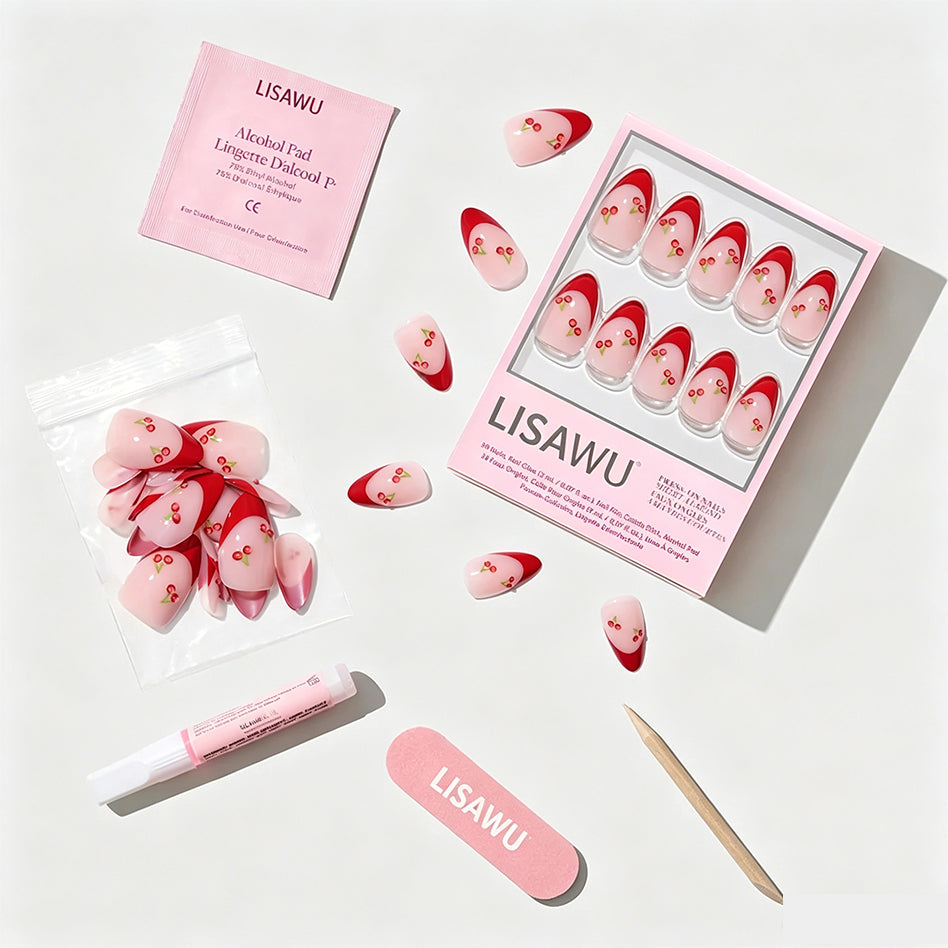 Cherry Bomb press-on nail design - accent nail style detail