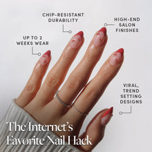 Cherry Bomb press-on nail design - french tip style detail