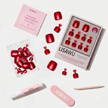 Cherry Glaze Toenail press-on nails with glazed finish