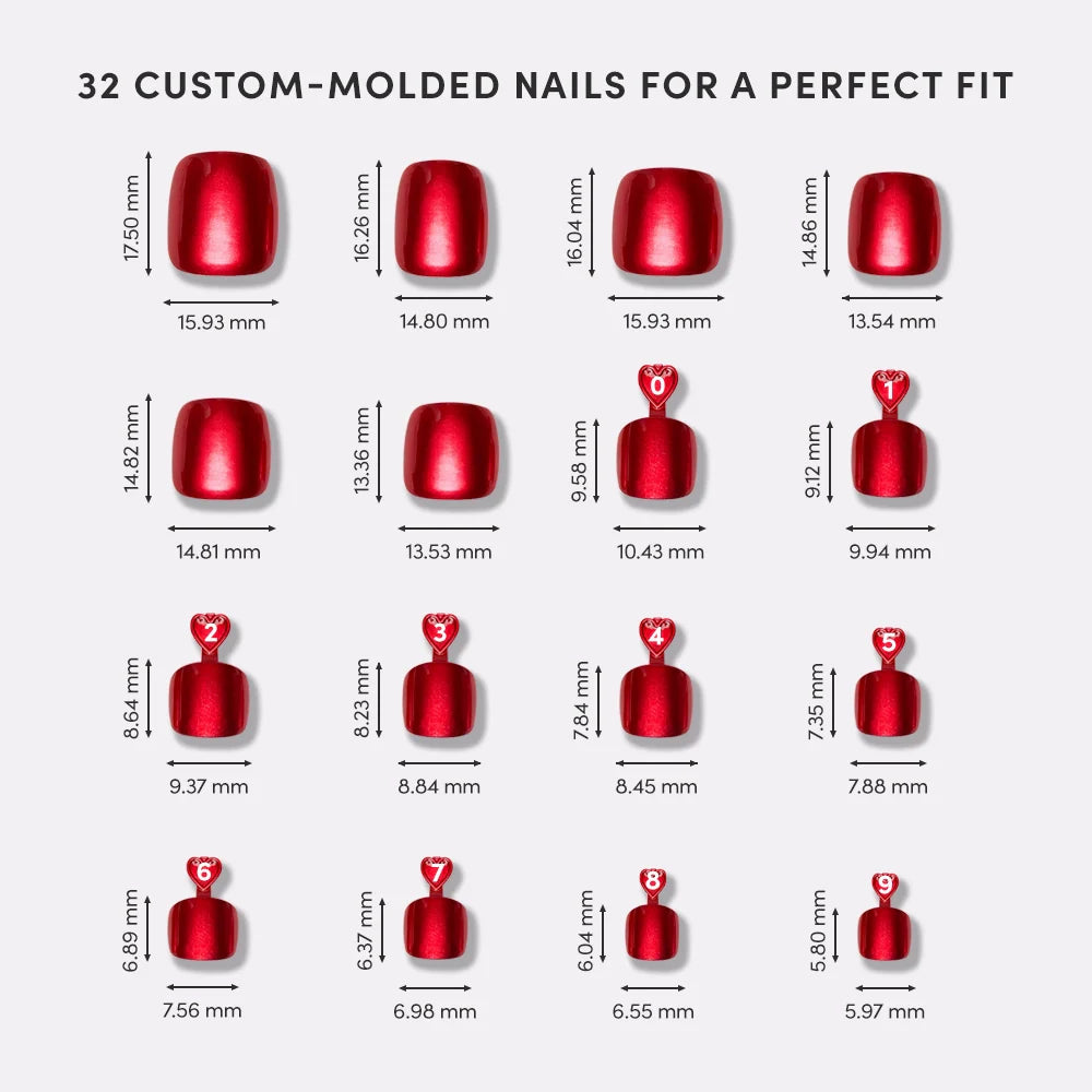 Cherry Glaze Toenail press-on nail design - solid color style detail