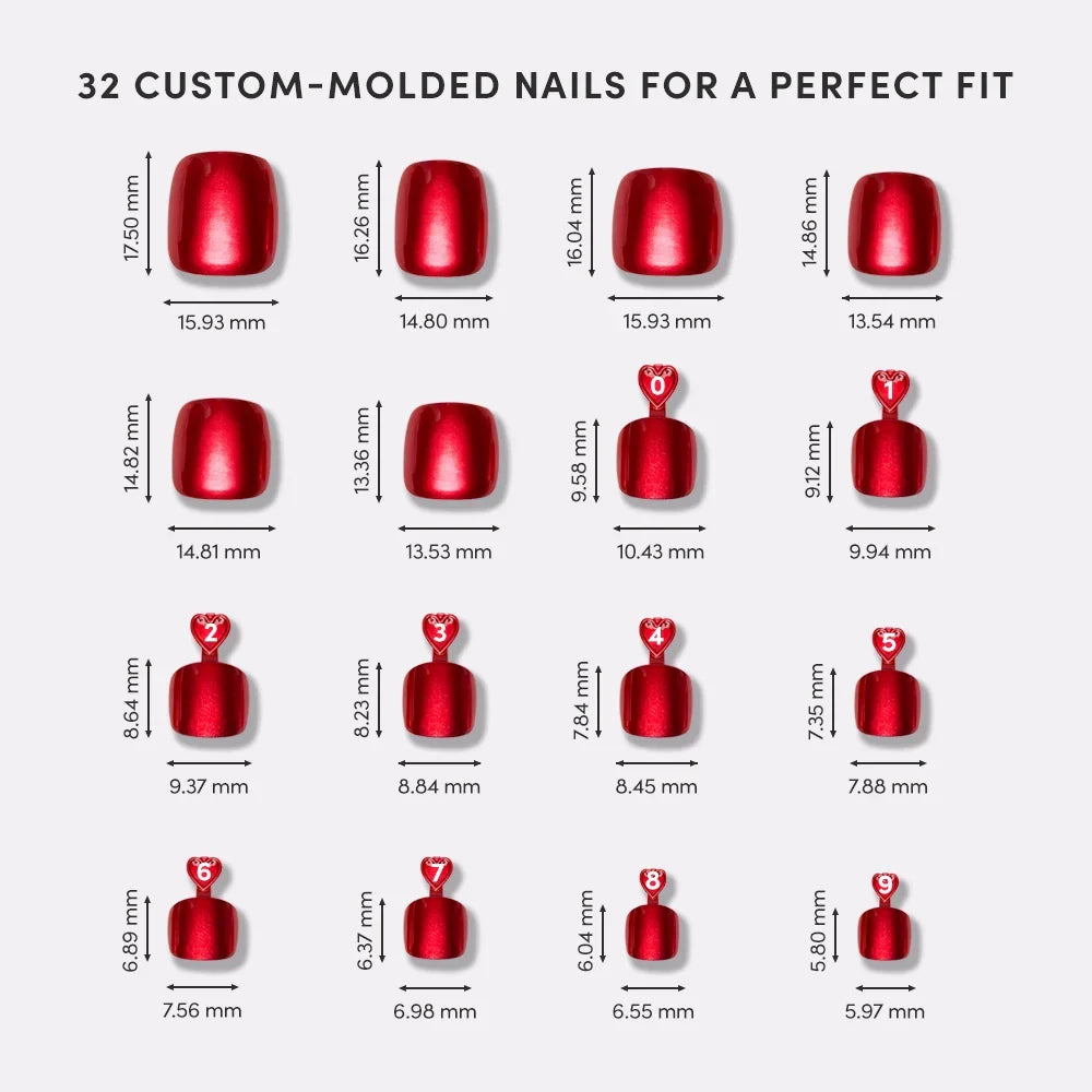 Cherry Glaze Toenail press-on nail design - solid color style detail
