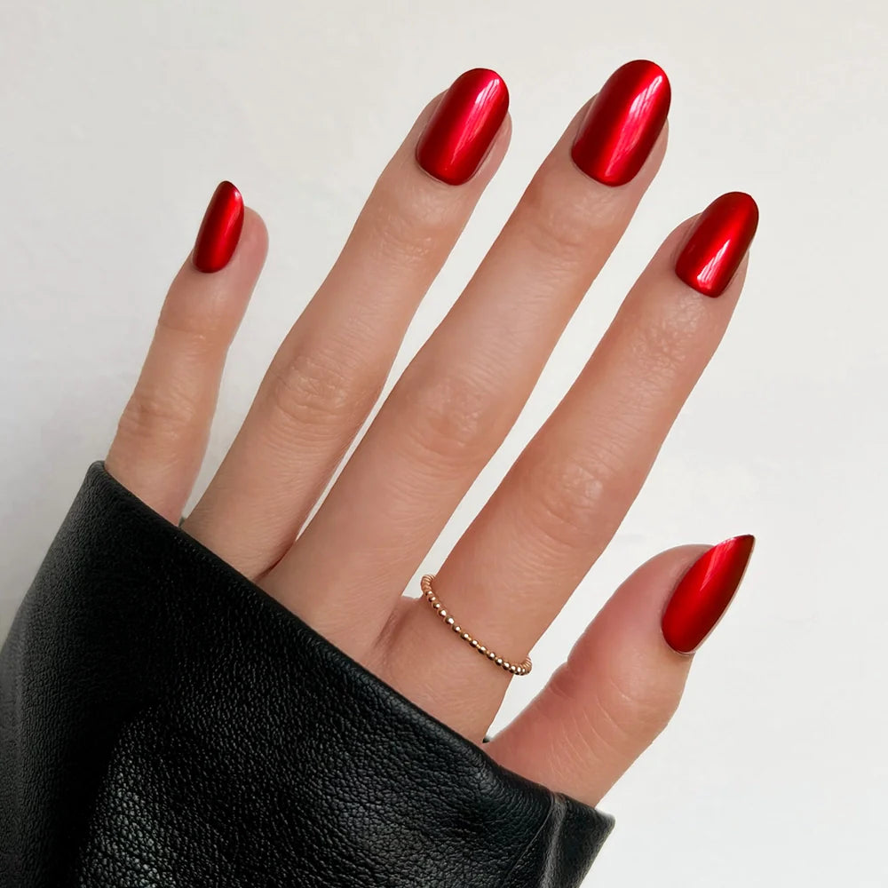 Cherry Glaze press-on nails in red shade