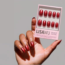 Cherry Glaze press-on nails with glazed finish