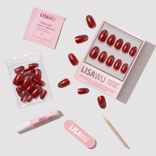 Cherry Glaze press-on nails with glossy finish