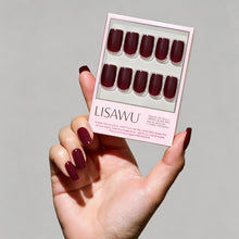 Cherry Mocha press-on nails - square shape, medium length