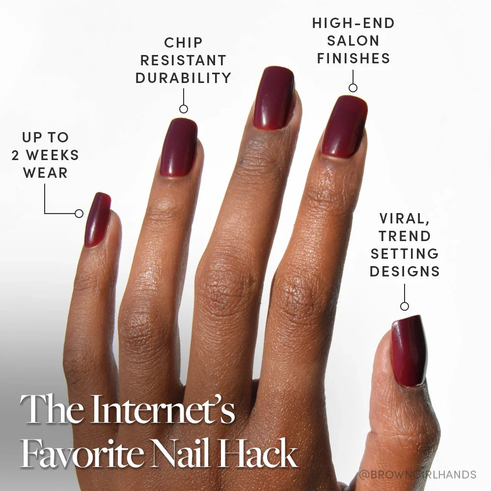 Cherry Mocha press-on nail design - solid color style detail
