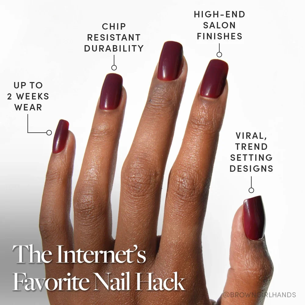 Cherry Mocha press-on nail design - solid color style detail