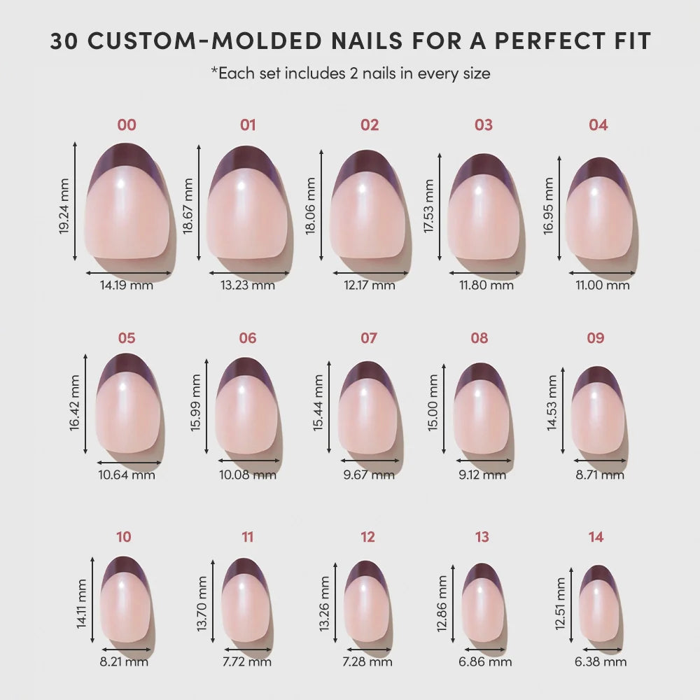 Cherry Mood press-on nails - oval shape, short length
