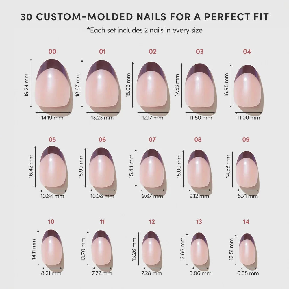 Cherry Mood press-on nails - oval shape, short length