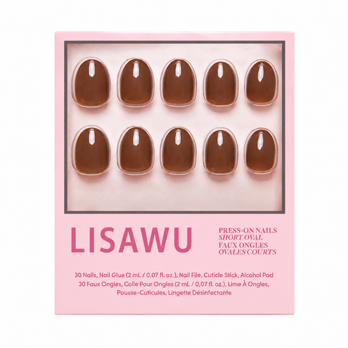 Chocolate Brown press-on nails with glossy finish