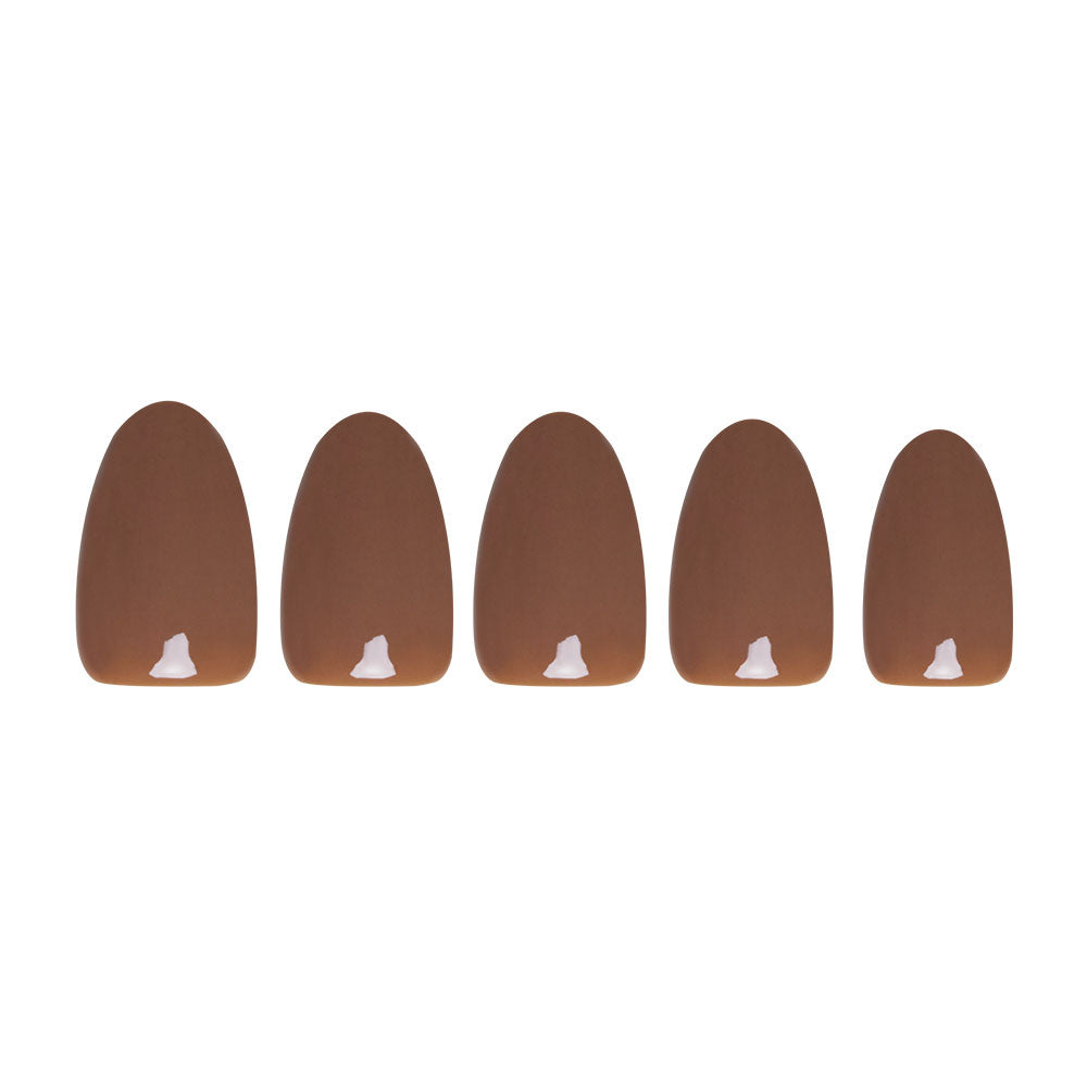 Chocolate Brown press-on nail design - solid color style detail