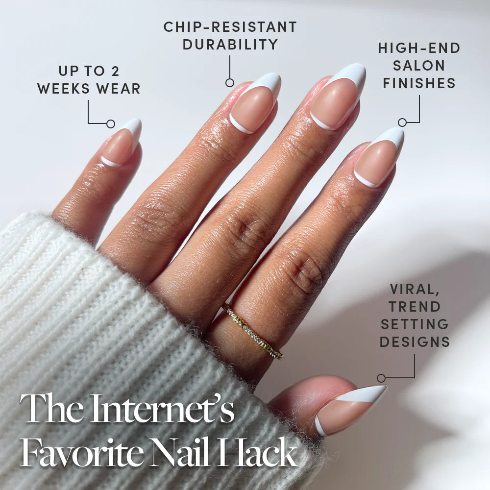 Class Act press-on nail design - french tip style detail