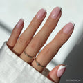 Classy French press-on nails in nude shade