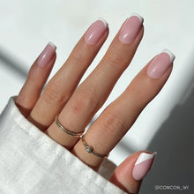 Classy French press-on nails in nude shade