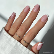 Classy French press-on nails in nude shade