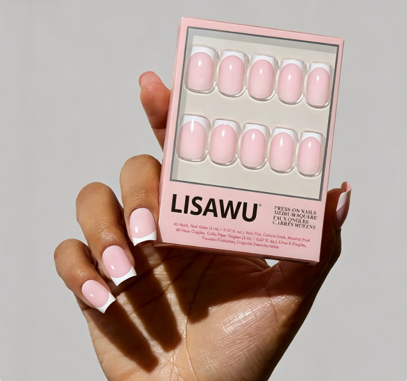 Classy French press-on nails in white shade