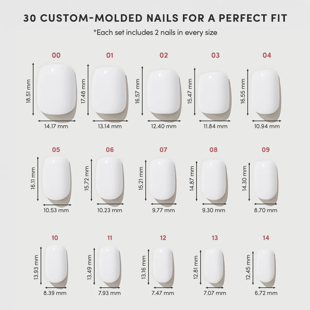 Clean Cut press-on nails - squoval shape, short length