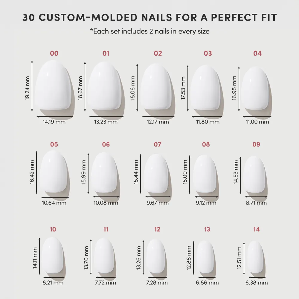 Clean Girl press-on nails - oval shape, short length